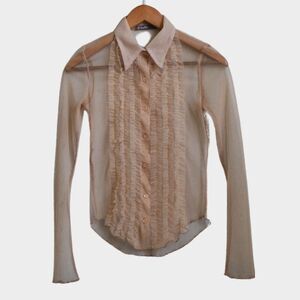 HALEY BOB !!!!!Vintage Ruffled Sheer Top Beige Size S
